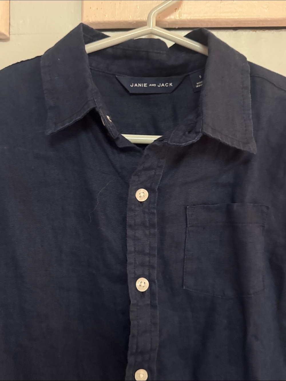 Janie and Jack Dark Navy Button-Down linen Shirt